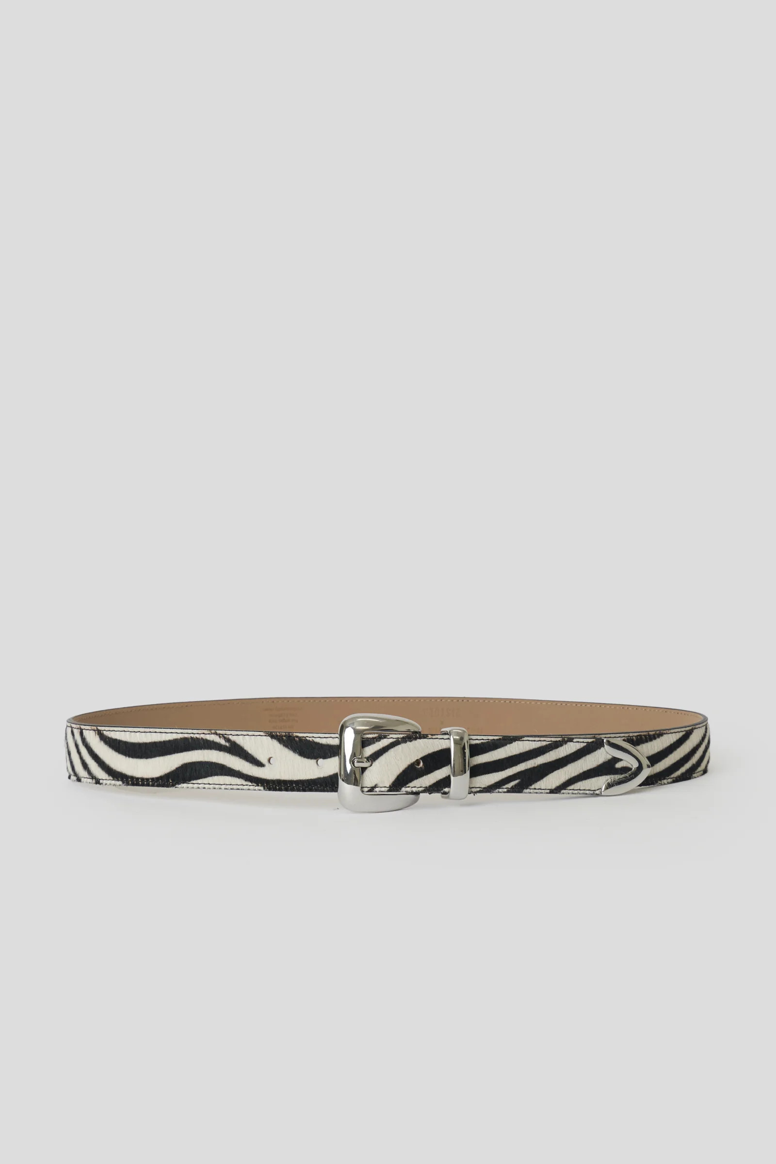 Esti Calf Hair Belt - Zebra Silver | Pistola Denim