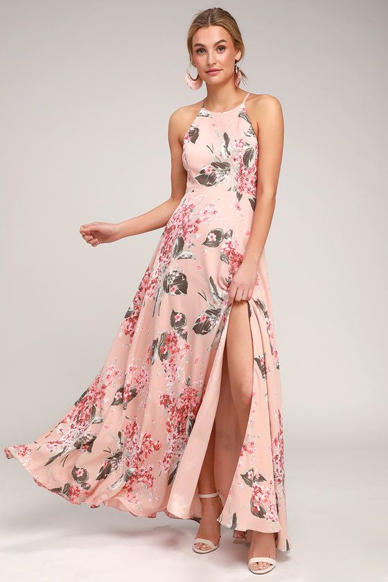 Daley Blush Floral Print Sleeveless Maxi Dress | Lulus (US)