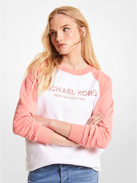 Logo Color-Block Cotton Blend Sweatshirt | Michael Kors US