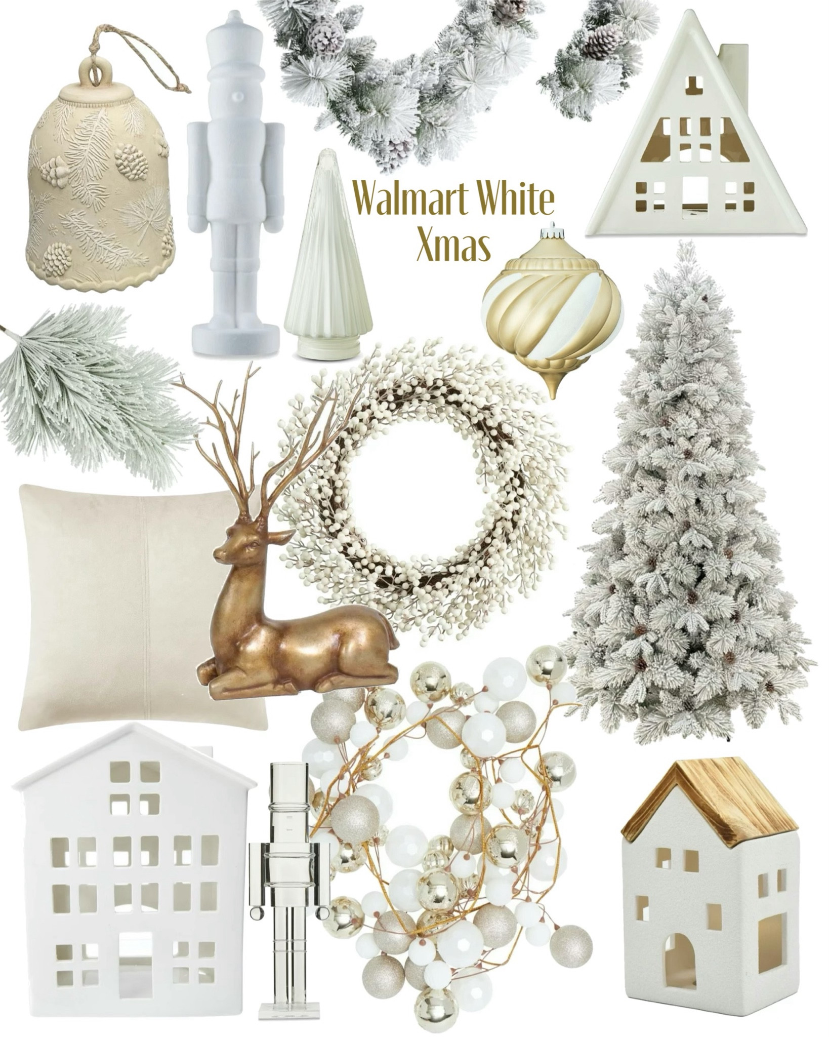 Walmart white Christmas decor
