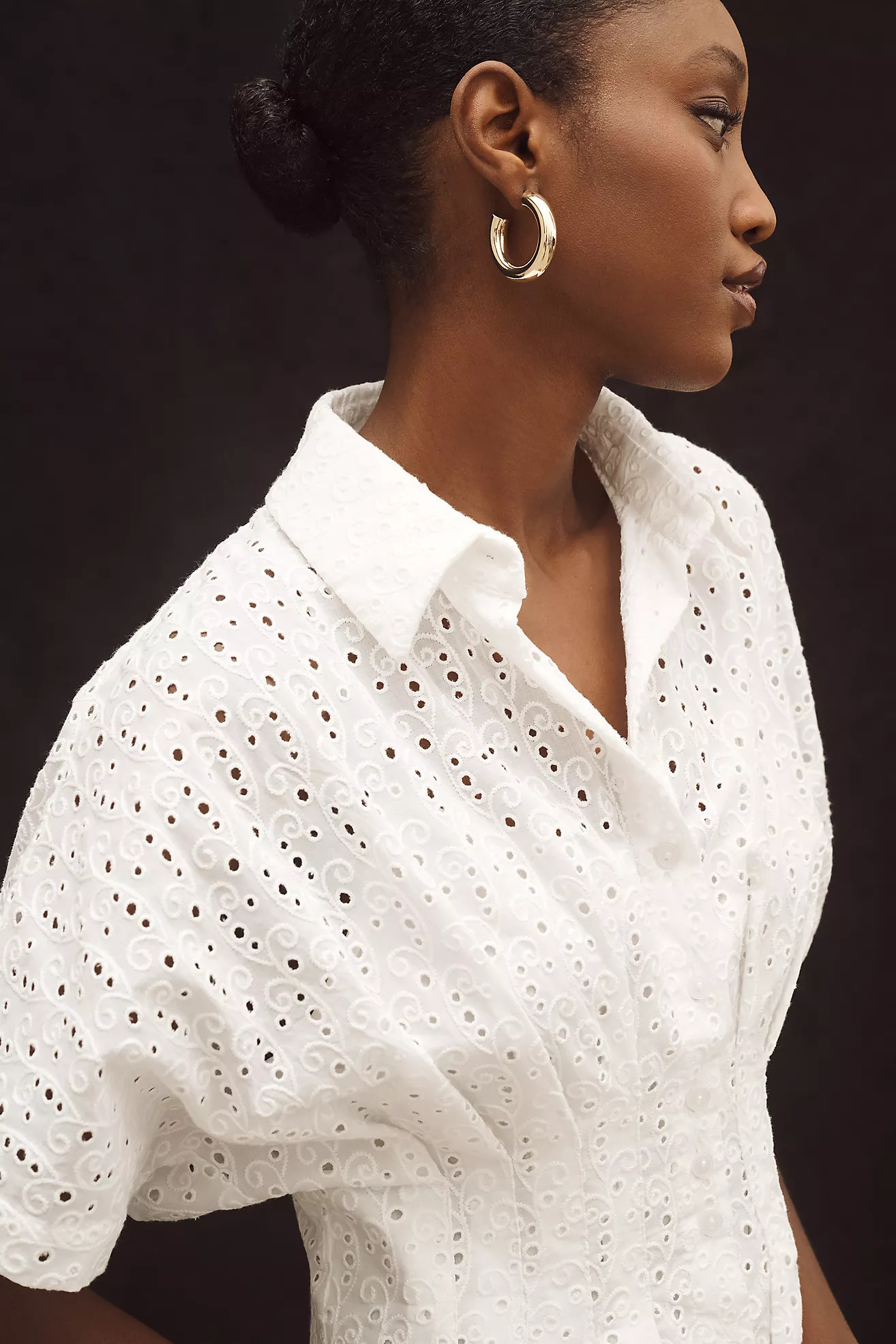 The Tobie Button-Front Pleated Shirt Dress by Exquise: Mini Eyelet Edition | Anthropologie (US)