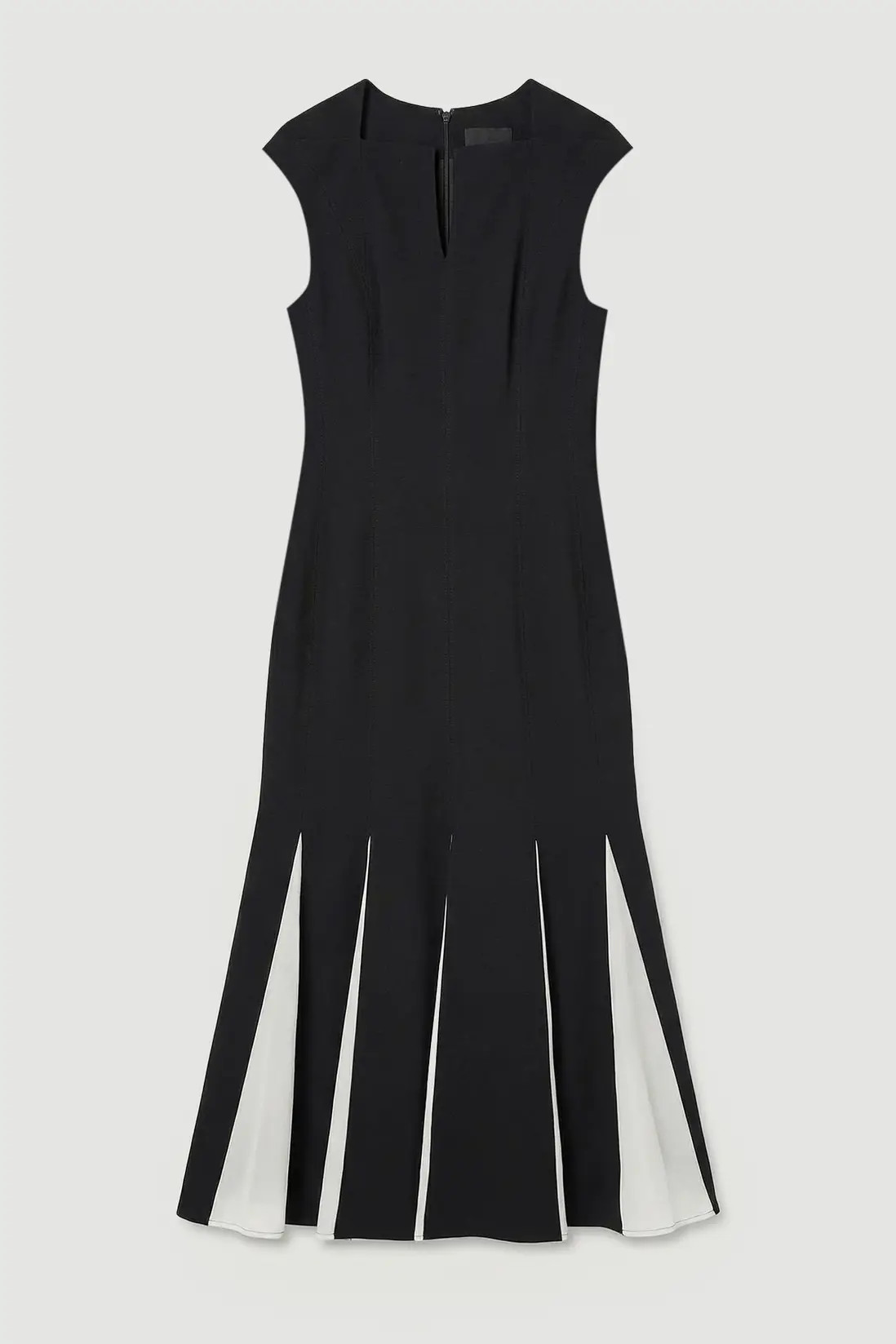 Mono Soft Tailored Contrast Godet Detail Midi Dress | Karen Millen | Karen Millen
