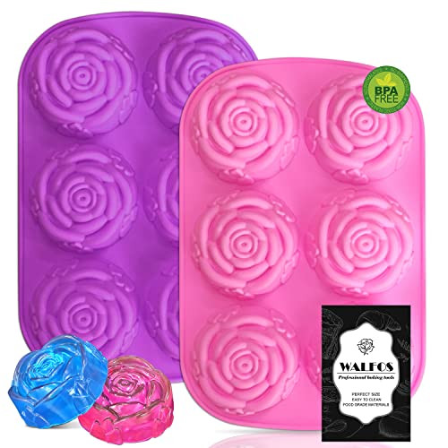 Amazon.com: Walfos Rose Ice Cube Mold 2.8 Inch,Soap Mold, Make 12 Cute Flower Shape Ice. BPA Free... | Amazon (US)