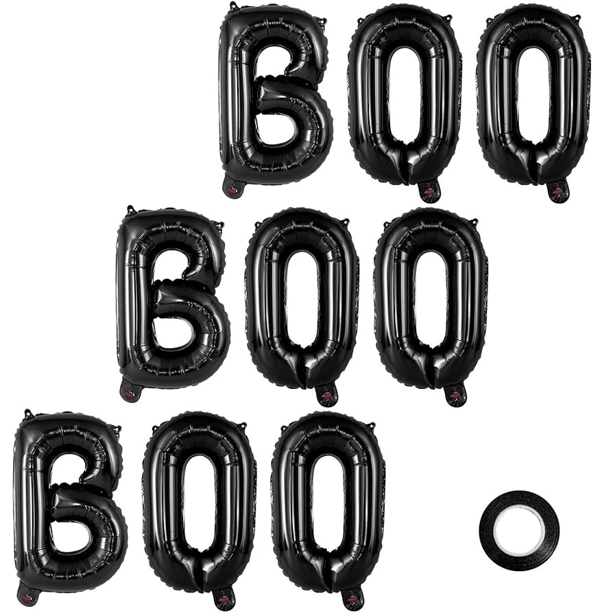 Boo Banner Balloons, 16 Inch Halloween Black Letters Balloons, Foil Mylar Balloons for Happy Boo ... | Amazon (US)