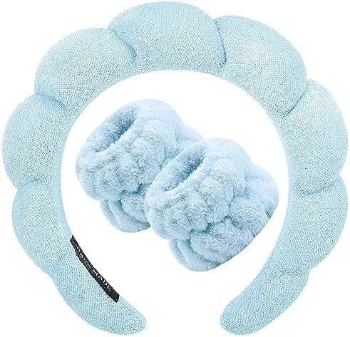 Zkptops Spa Headband for Washing Face Wristband Set Sponge Makeup Skincare Headband Terry Cloth B... | Amazon (US)