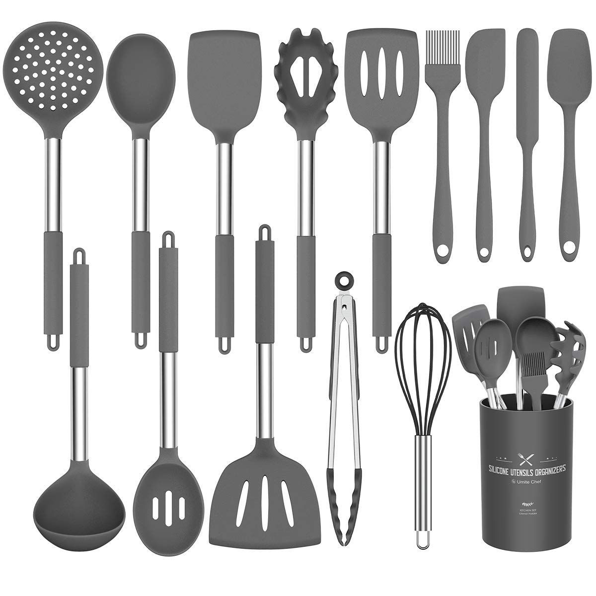 Silicone Cooking Utensil Set,Umite Chef Kitchen Utensils 15pcs Set Non-stick Heat Resistan BPA-Fr... | Amazon (US)