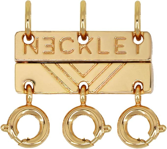 Necklet Triple Necklace Layering Clasp, Separator for Stackable Necklaces and Chains (Gold) | Amazon (US)