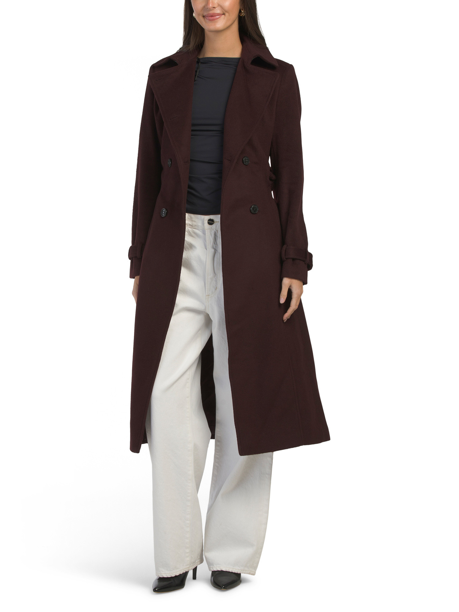 Wool Blend Double Breasted Wrap Coat | TJ Maxx