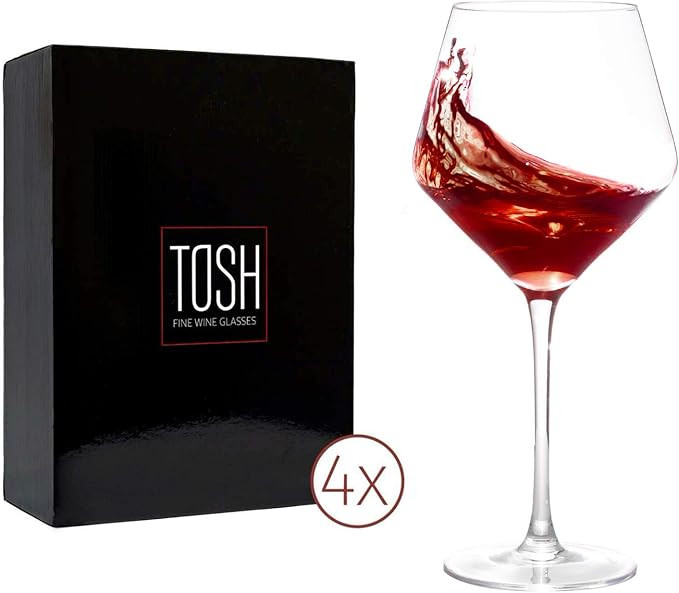 TOSH Wine Glasses Red or white - Large Crystal Glass, Set of 4 -23oz. Long Stem. Drinking Italian... | Amazon (US)
