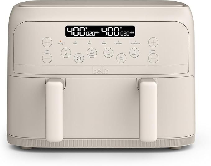 bella 4 Qt TriZone Air Fryer, EverGood™ Ceramic Nonstick Coating, Dual Basket Design w Removabl... | Amazon (US)