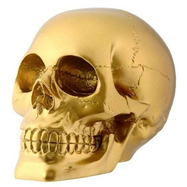 Gold Skull Head Collectible Skeleton Decoration Figurine - Walmart.com | Walmart (US)