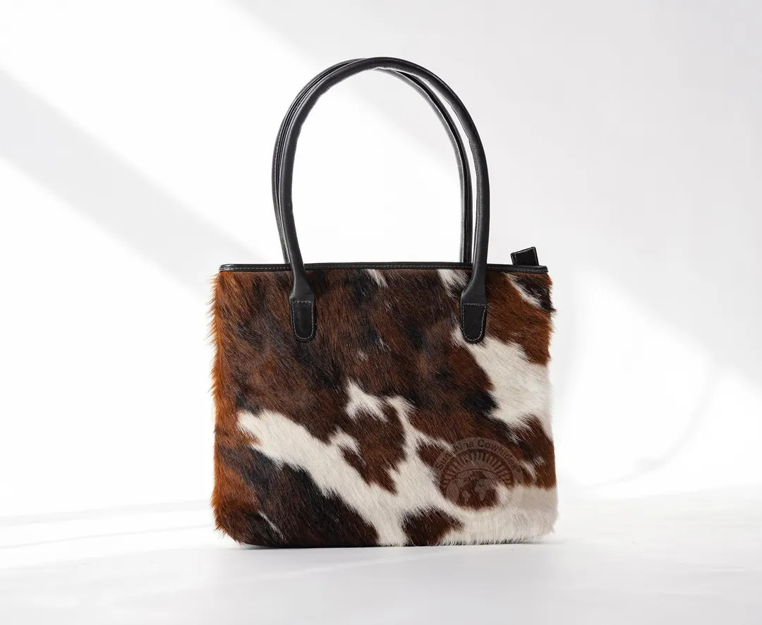Tricolor Cowhide Leather Shoulder Bag – Hair-On Tote Handbag - Cowhide Totebag | Etsy (US)