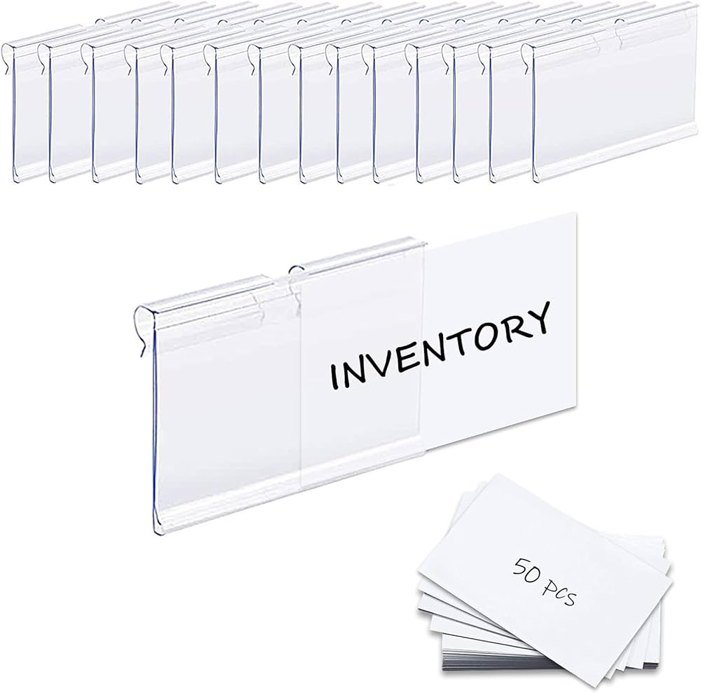 Basket Labels Clip On,50PCS Clear Plastic Bin Clip Labels for Baskets,Wire Shelf Price Labels,Lab... | Amazon (US)