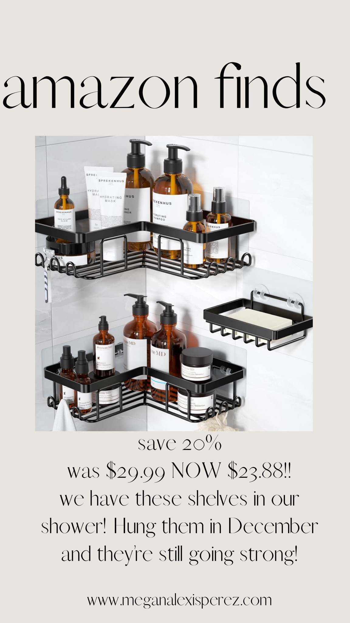 I bought these shelves in Dec 2023 and they’re hanging strong now over 9 months later! The adhesive is incredibly strong. I love the matte black color! These are a must have if your shower doesn’t have any shelves! 

#LTKFindsUnder50 #LTKHome