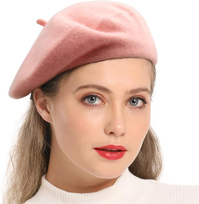 Wheebo Wool Beret Hat,Solid Color French Style Winter Warm Cap for Women Girls Lady | Amazon (US)