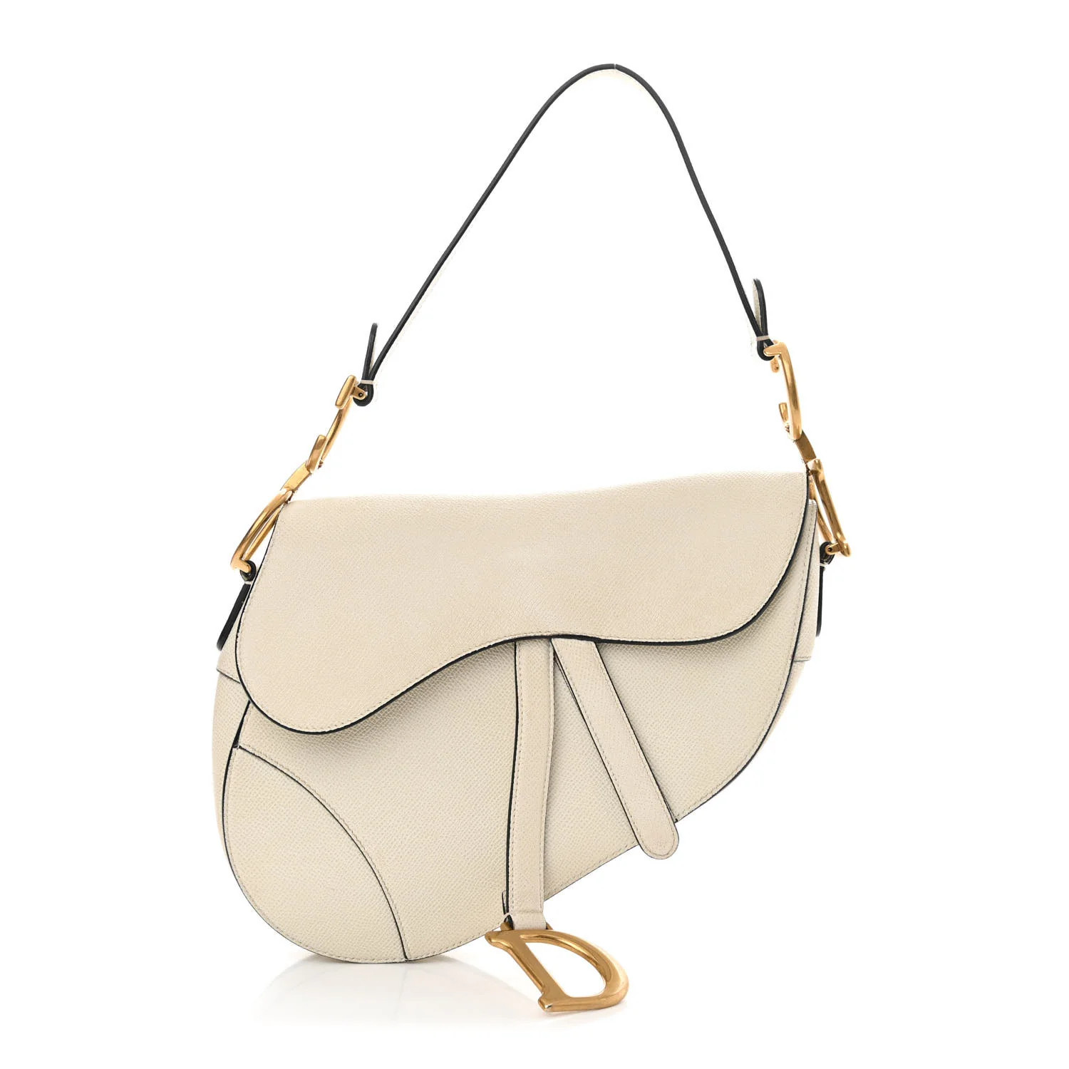 Grained Calfskin Saddle Bag White | FASHIONPHILE (US)