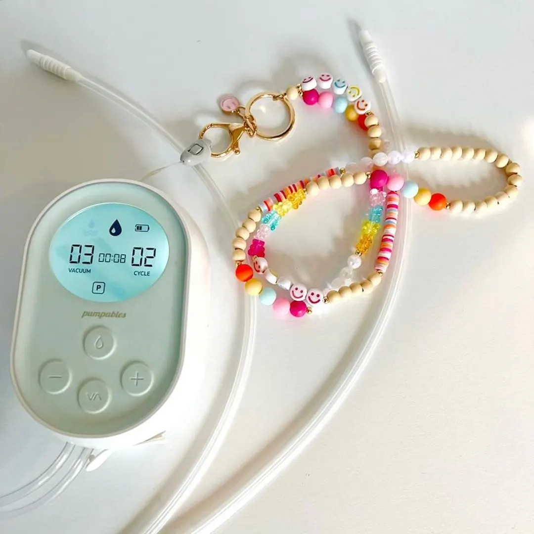 Smiley Face Breast Milk Pump Lanyard Holder Rainbow Beaded Lanyards Colorful New Mother Gift Spar... | Etsy (US)