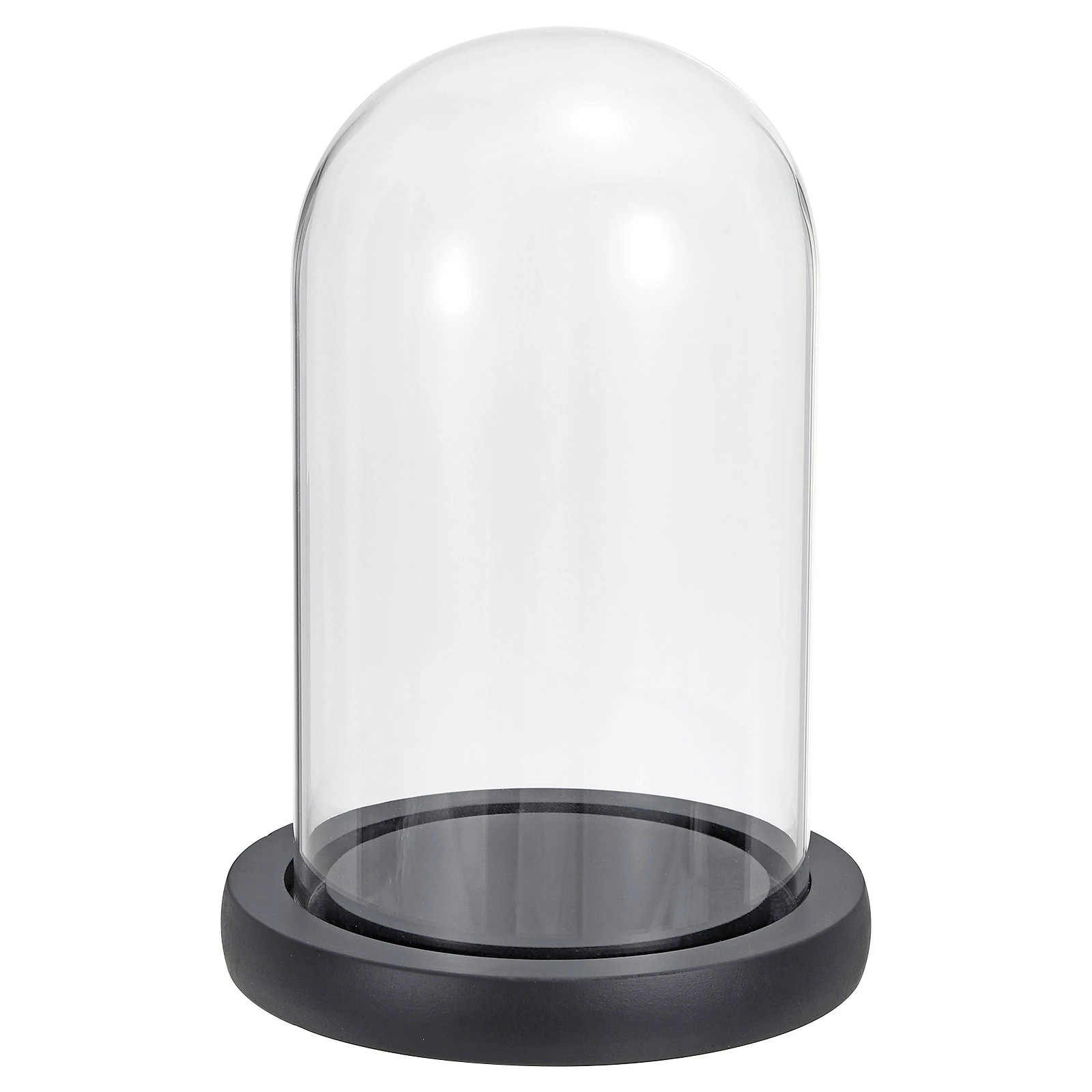 PATIKIL 9.8x3.9 Inch Clear Cloche Glass Dome Glass Bell Jar Display Case Tabletop Centerpiece with Black Wooden Base for Christmas Home Decor | Lowe's