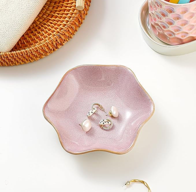 Ceramic jewelry dish,leaf jewelry tray key tray,small ring dish holder Jewelry Plate trinket tray... | Amazon (US)