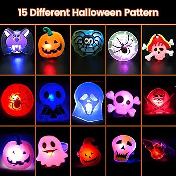50pcs 50pcs Halloween LED Rings, Halloween Party Favors Glow in the Dark Party Supplies, Hallowee... | Amazon (US)