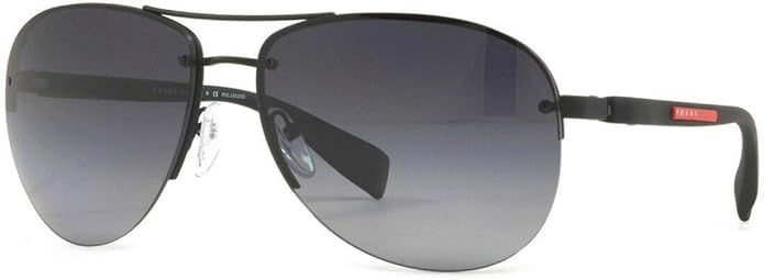 Prada Linea Rossa PS 56MS DG05W1 Black Metal Aviator Sunglasses Grey Polarized Lens | Amazon (US)