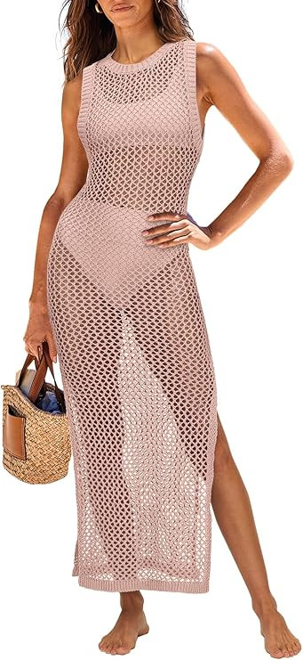 ANRABESS Womens Swimsuit Cover Up Sleeveless Hollow Knit Bikini Swimwear Bathing Suit Coverup Cro... | Amazon (US)