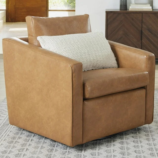 Better Homes & Gardens Steele Swivel Chair, Camel Faux Leather | Walmart (US)