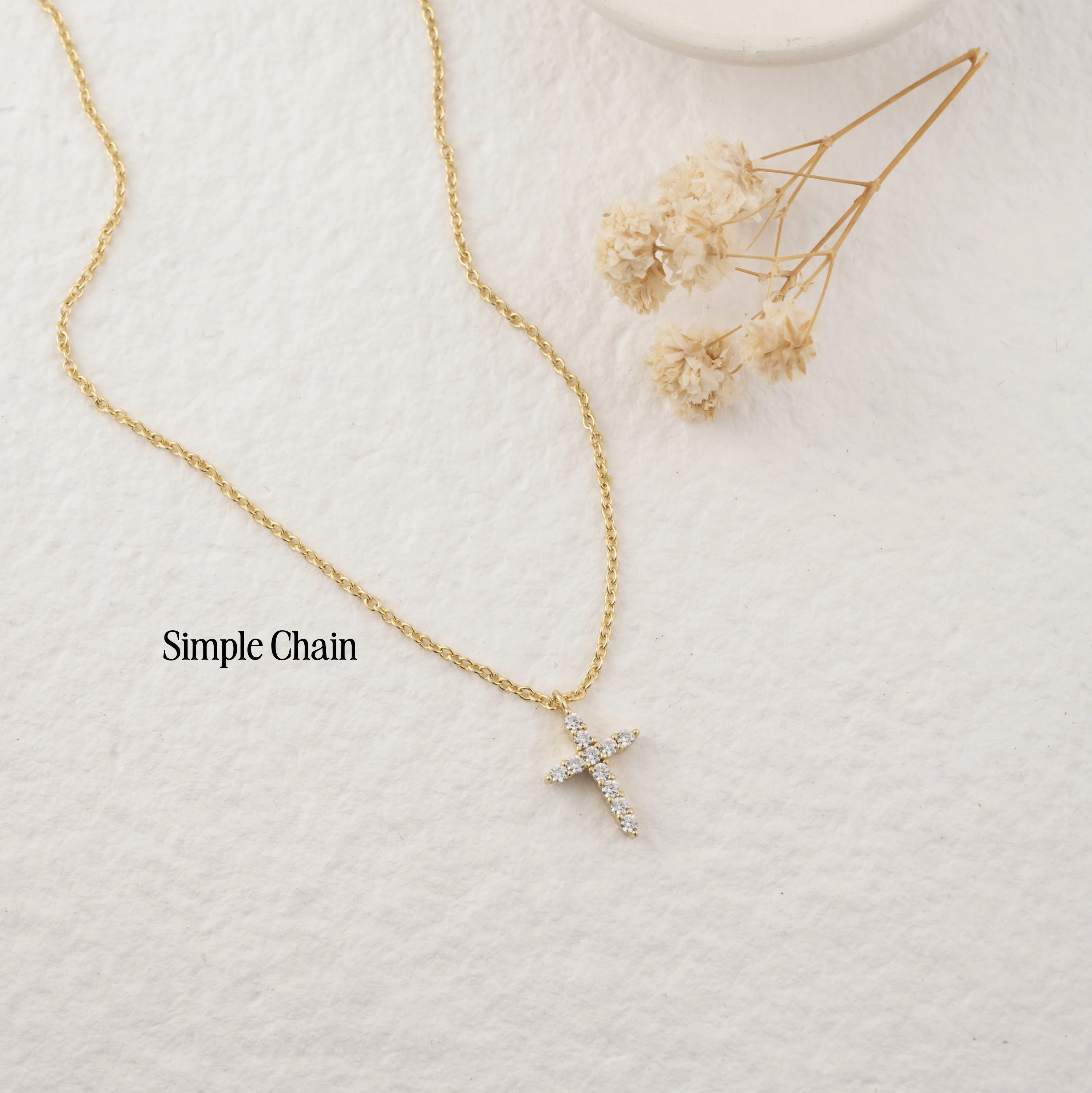 Dainty Diamond Cross Pendant Necklace | Sami Jewels