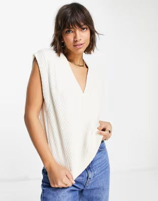 Vila v neck knitted vest in beige | ASOS (Global)