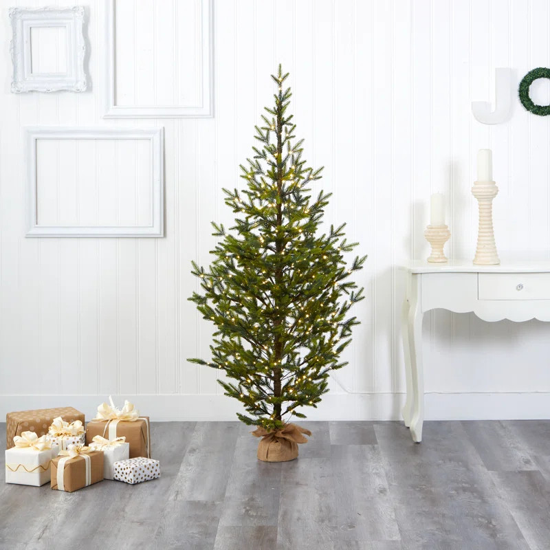 Easy Set-Up Lighted Christmas Tree with Realistic Needles | Wayfair North America
