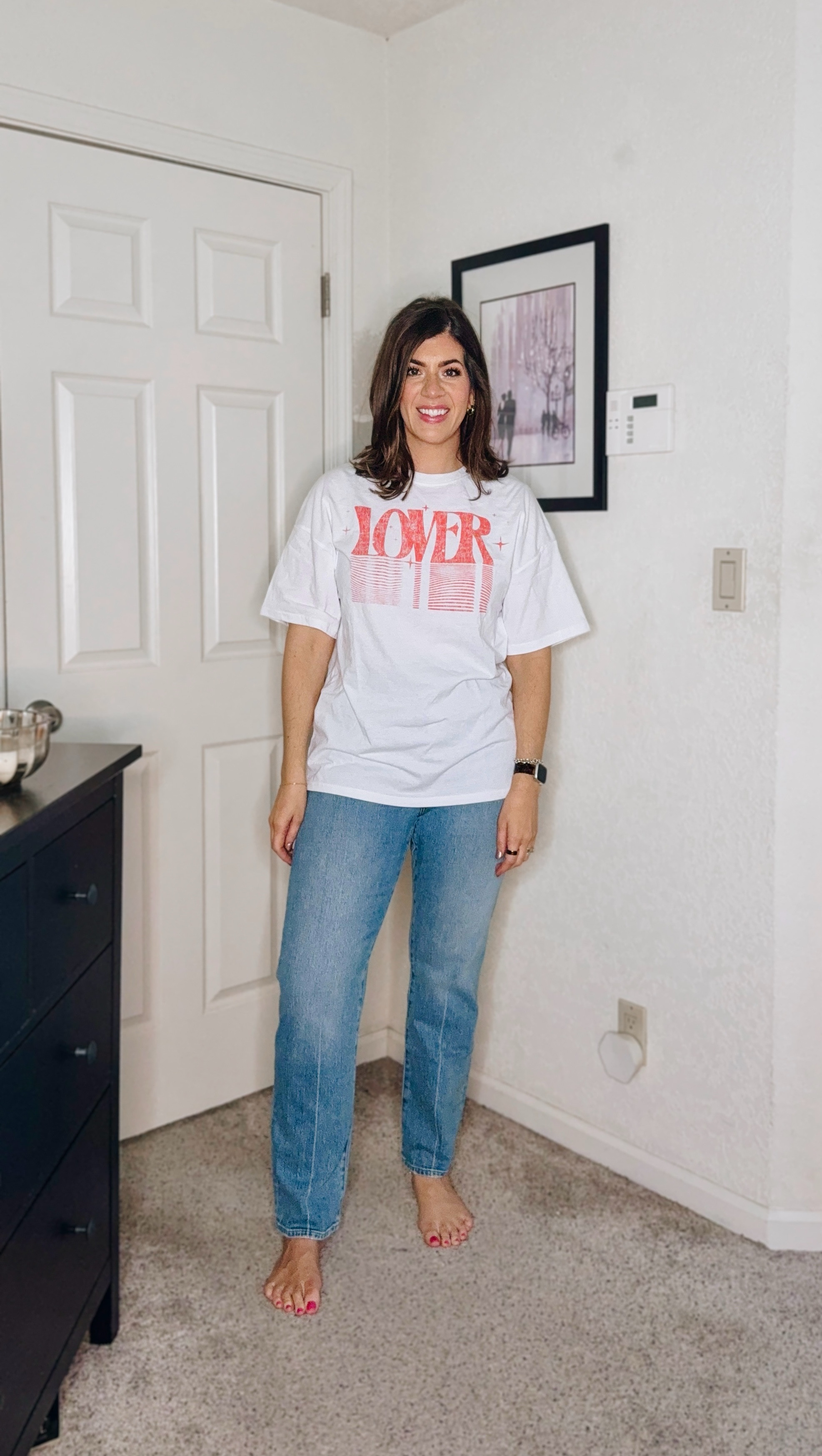 In an xs shirt (really)
And a 29 regular jeans 

#LTKWorkwear #LTKMidsize #LTKFindsUnder50