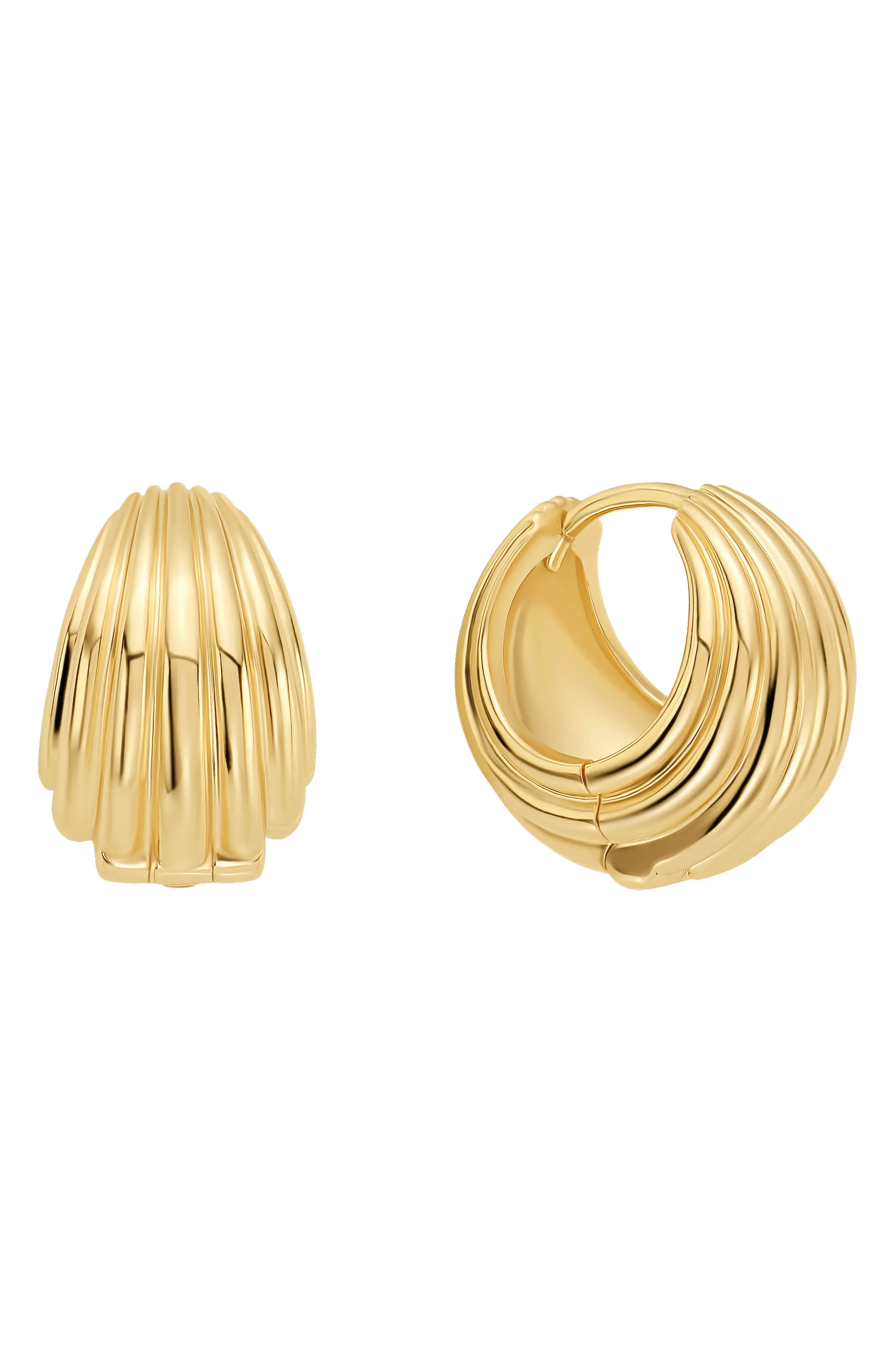 ATHRA LUXE Dolce Sole Ribbed Dome Huggie Hoop Earrings (Women) | Nordstrom | Nordstrom