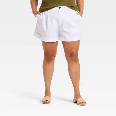 Women's High-Rise Luxe Linen Tailored Shorts - A New Day™ White 17 | Target