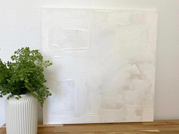 Canvas Textured Abstract Modern Art, Cream, Tan and Gray Neutral Art, Entryway Living Room Art, G... | Etsy (US)