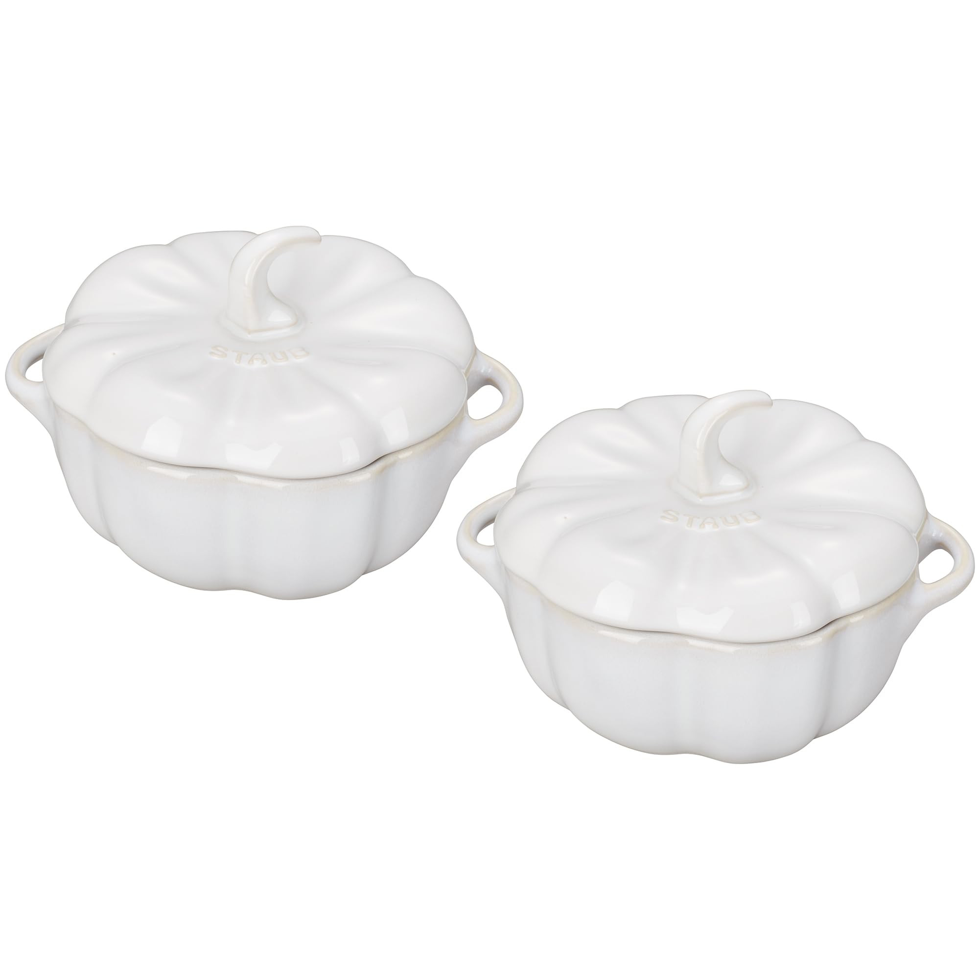 Staub Ceramic 2-pc 16-oz Petite Pumpkin Cocotte Set - Rustic Ivory | Amazon (US)