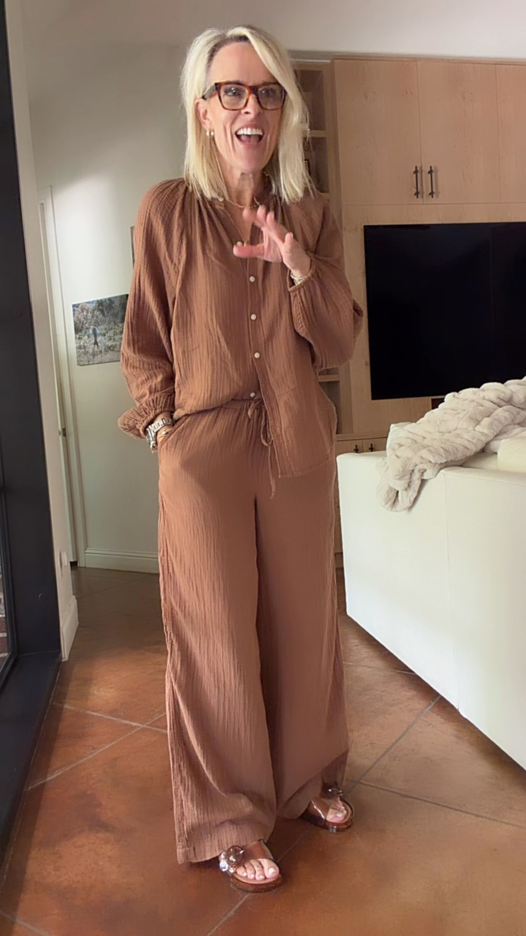 Soft gauze lounge set 
wearing small 

@Target 

#LTKdayinmylife #LTKTravel #LTKmorningroutine