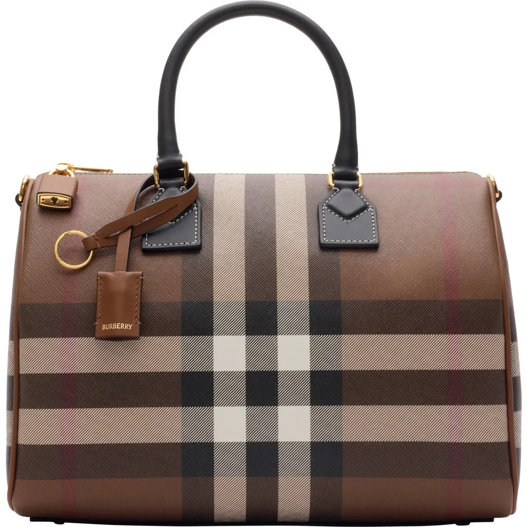 burberry Medium Check Bowling Bag in Dark Birch Brown at Nordstrom | Nordstrom