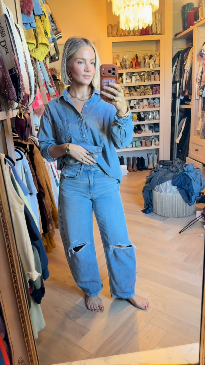 Love a full denim look for the fall & these are the best barrel jeans for petite sizing!  

 #LTKPetite #LTKStyleTip