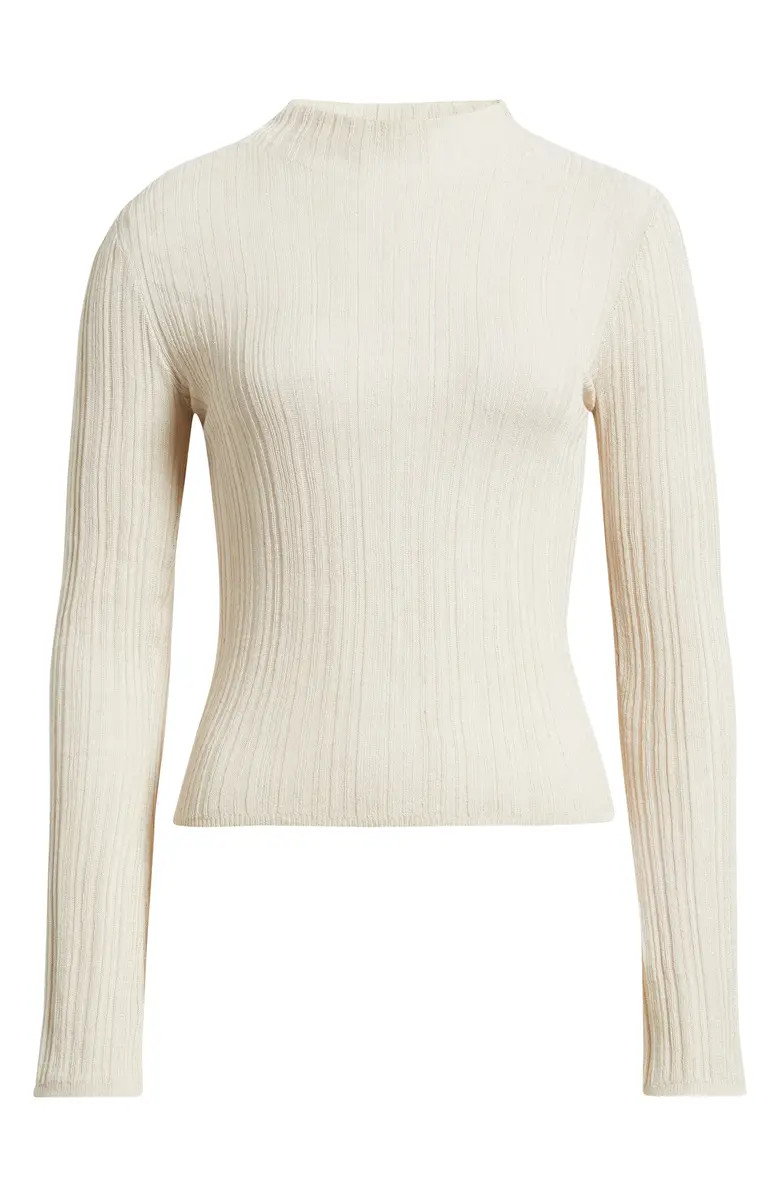 Open Stitch Linen Blend Mock Neck Sweater | Nordstrom
