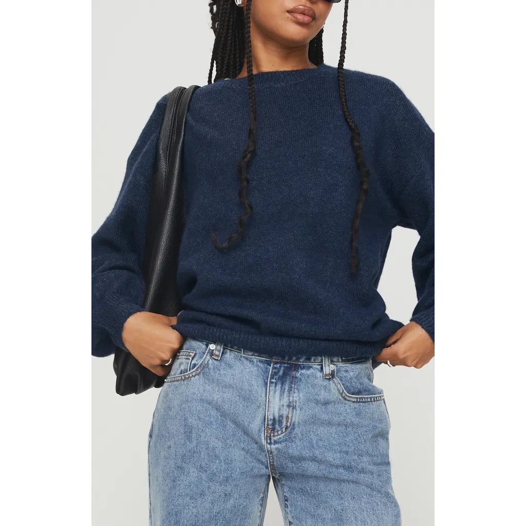 Princess Polly Ryanna Oversize Crewneck Sweater in Navy at Nordstrom, Size X-Small | Nordstrom