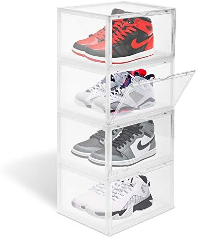 WAYTRIM Storage Shoe Box, Foldable Clear Sneaker Display Box, Stackable Plastic Storage Bins Shoe... | Amazon (US)