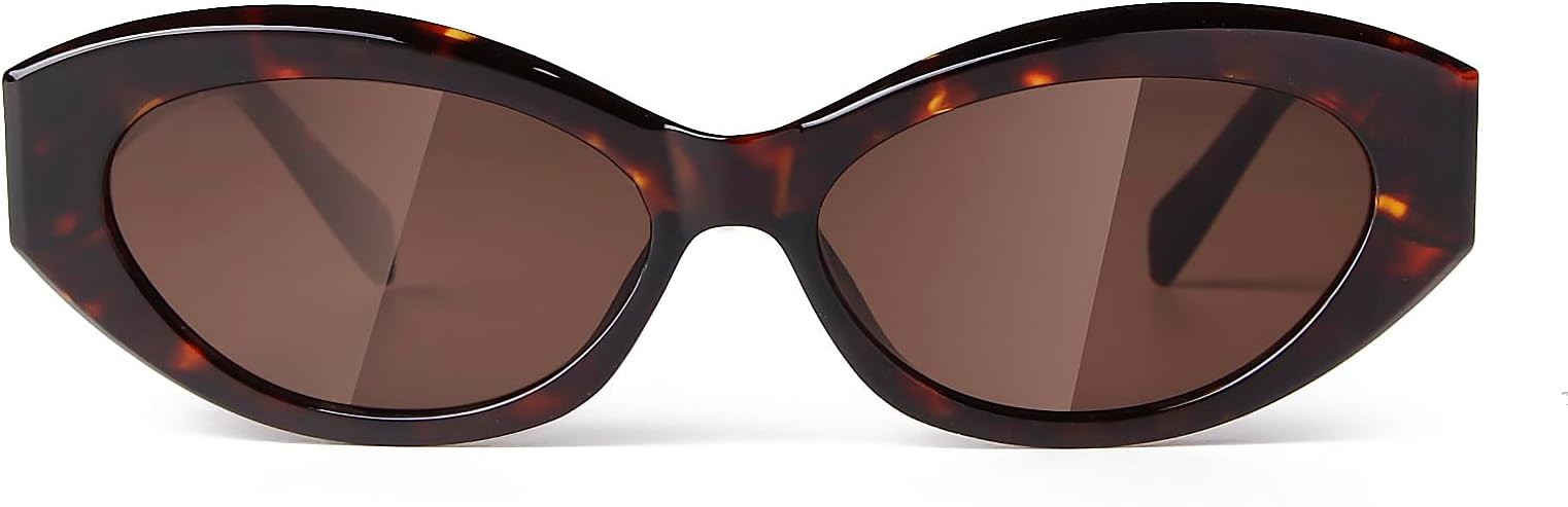 Retro Oval Sunglasses for Women Men Narrow Skinny Black Shades | Amazon (US)