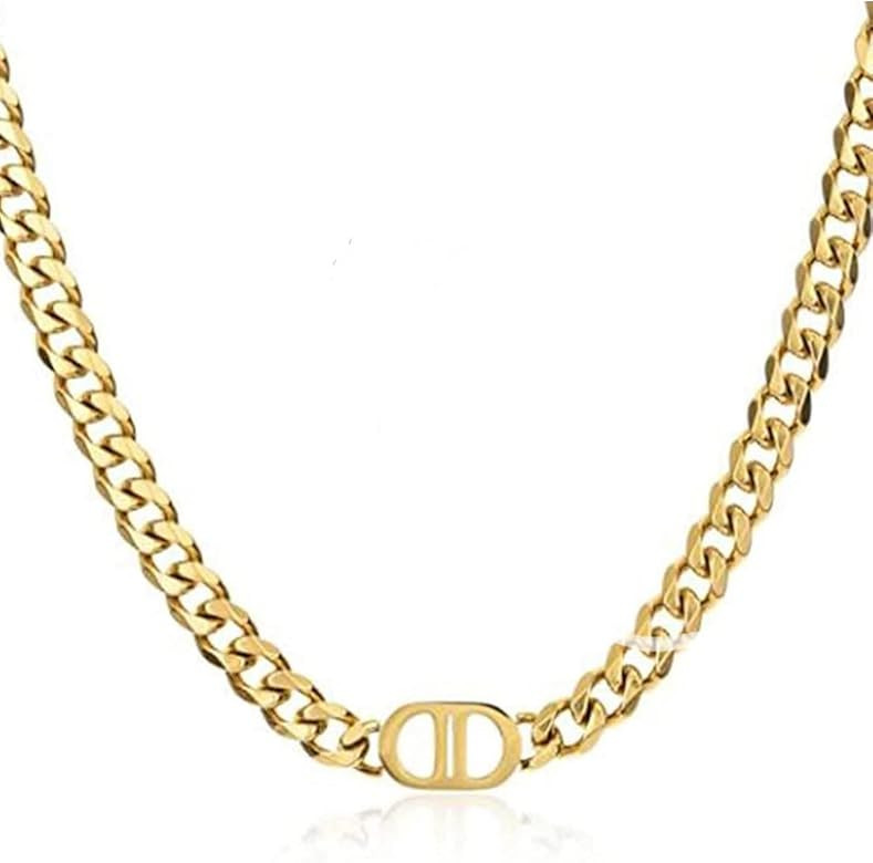 4th Command | 18K Gold Plated Cuban Choker Chain Letter Initial Stainless Steel Non-Fading Dainty... | Amazon (US)