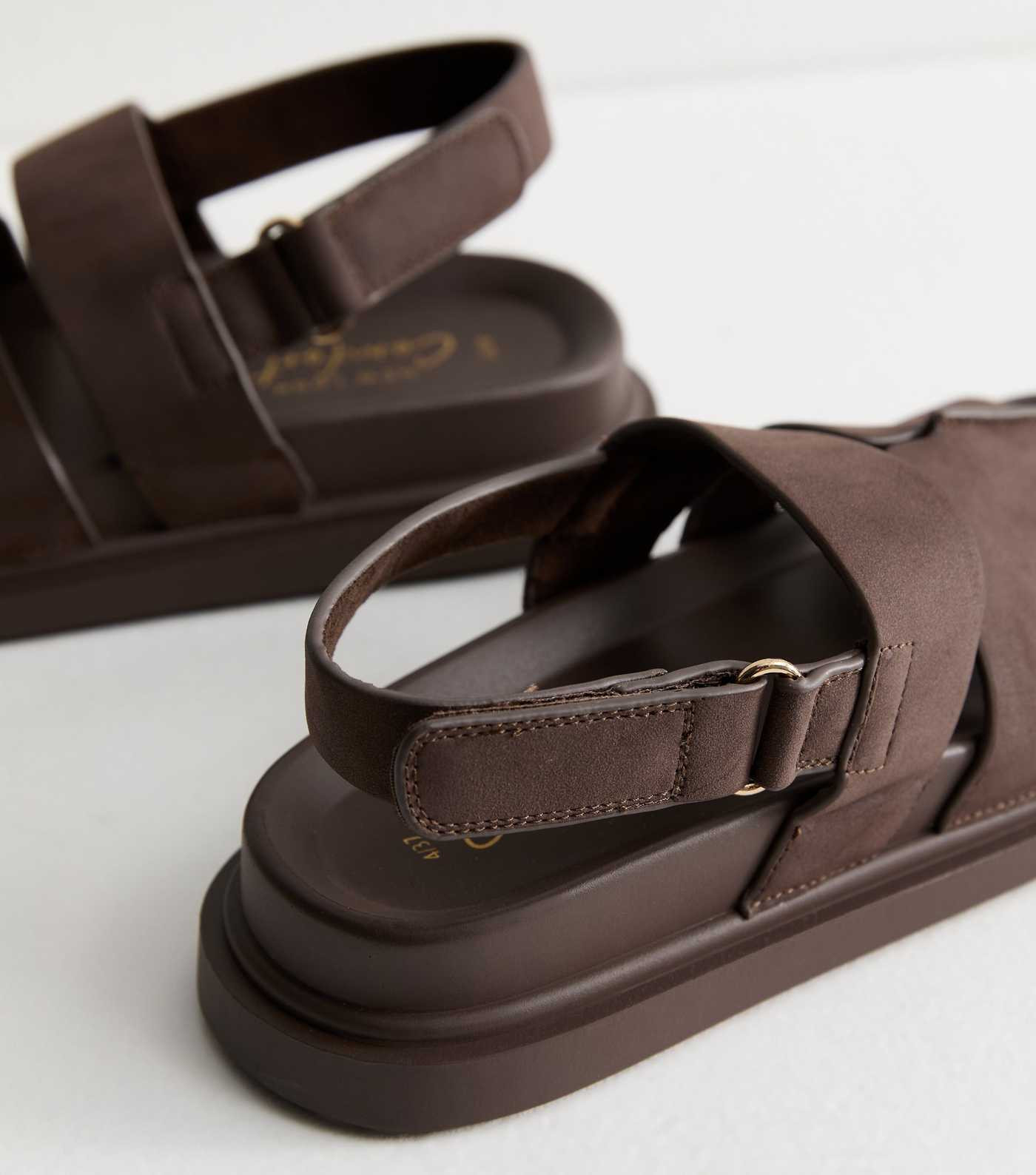 Brown Faux Leather Chunky Strap Sandals | New Look | New Look (UK)