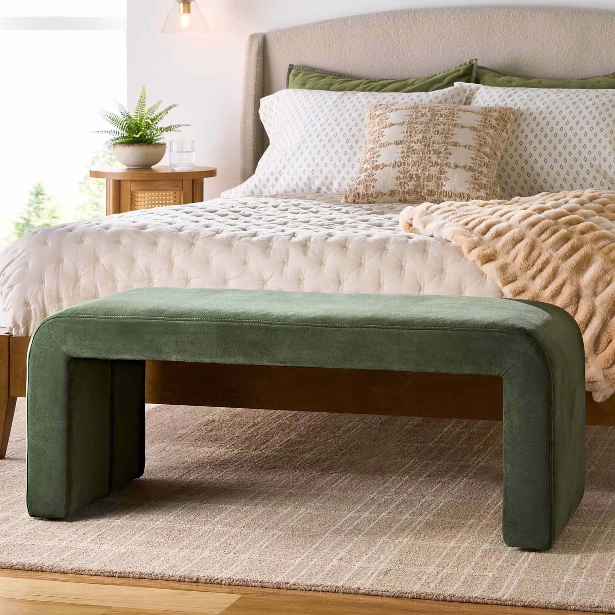 Better Homes & Gardens Juliet Velvet Waterfall Bench, Olive | Walmart (CA)