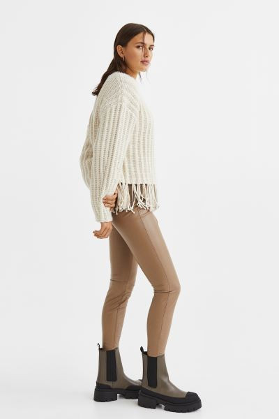 High Waist Leggings - Dark beige - Ladies | H&M US | H&M (US + CA)