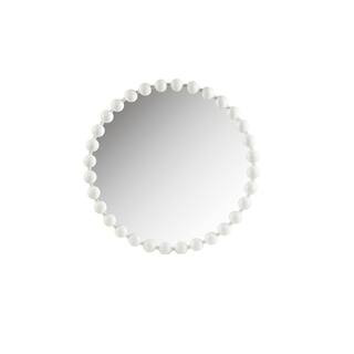 MADISON PARK Signature Marlowe White 27 in. Dia Beaded Round Wall Mirror MPS95F-0042 - The Home D... | The Home Depot