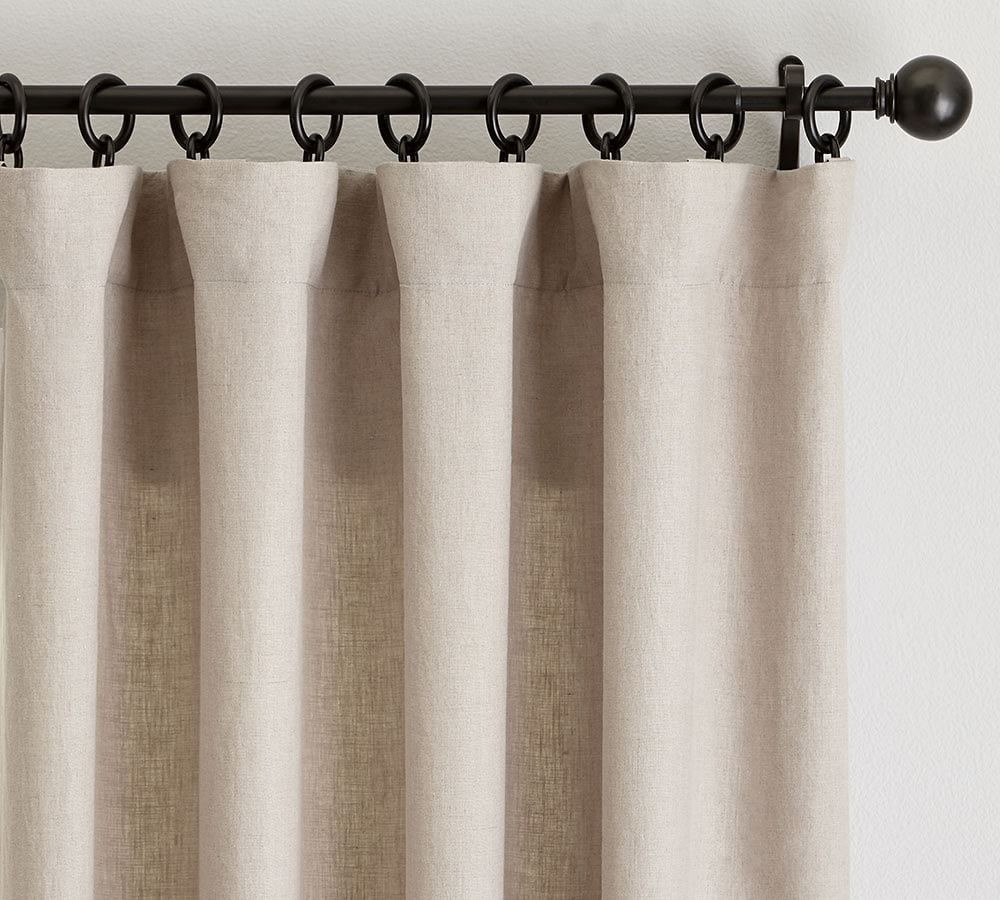 Custom Belgian Flax Linen Curtain, Dark Flax, 48 x 39&amp;quot; | Pottery Barn (US)