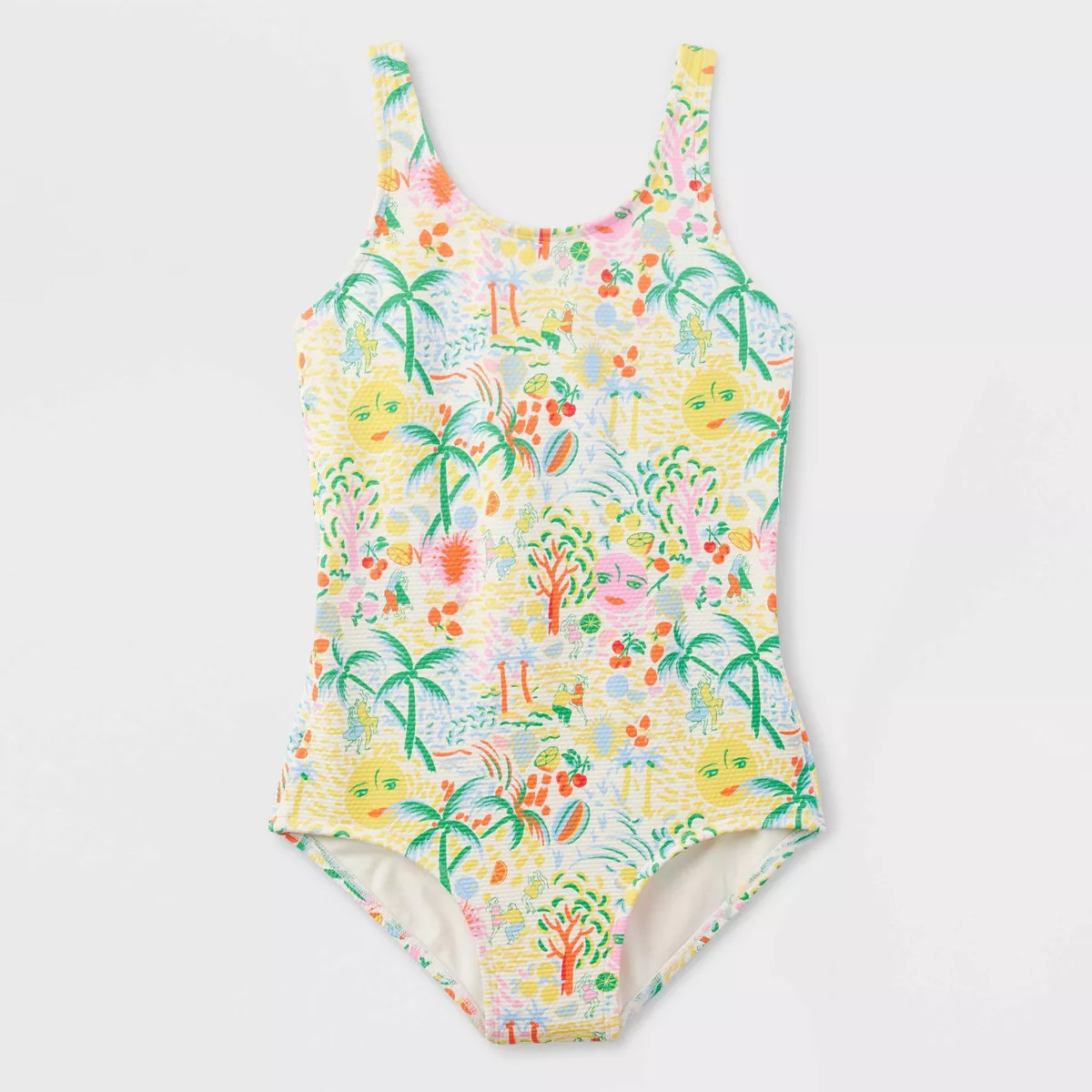Girls' Adaptive Vacation Bow-Back One Piece Swimsuit Yellow/Green - Roller Rabbit x Target XS | Target
