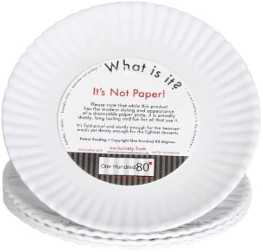 "What Is It?" LARGER SIZE 11-inch Reusable White Dinner Plate, Melamine, Set of 4 | Amazon (US)
